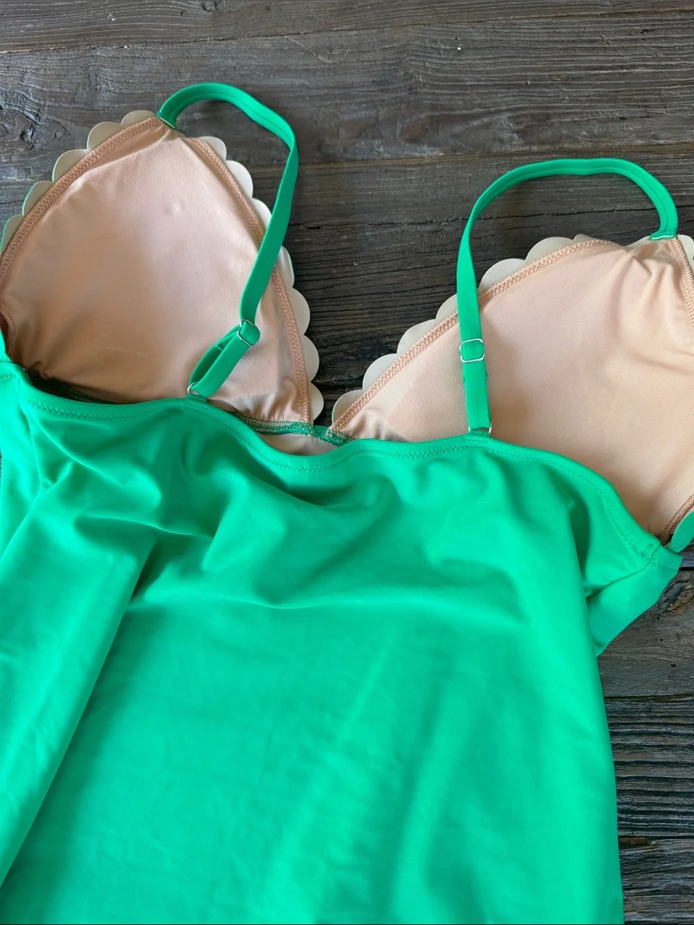 J. Crew scalloped emerald‎ green one piece swimsuit NWT XL